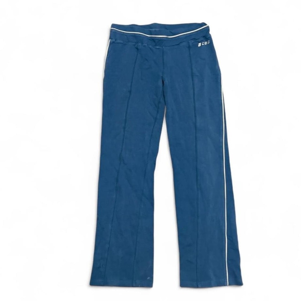 Y2K Bcbgmaxazria Blue Mid Rise Sweatpants Track Striped Size Large